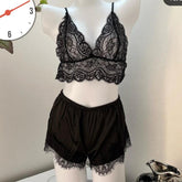 Sexy Transparent lace Net Cami Short-2pc | Summer Satin Nightwear Pyjamas Sexy 2PCS